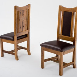 Barnwood Chair with Arch & Leather Back - Dining Chairs