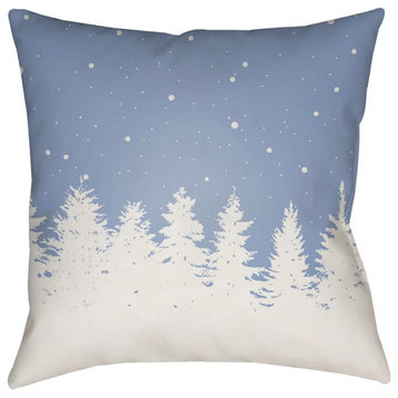 Trees by Surya Poly Fill Pillow, Blue/White, 18' x 18'