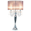 Elegant Designs Romantic Sheer Shade Table Lamp with Hanging Crystals, Gray