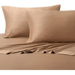 Royal Tradition - Bamboo Cotton Blend Silky Hybrid Sheet Set, Taupe, California King - Experience one of the most luxurious night's sleep with this bamboo-cotton blended sheet set. This excellent 300 thread count sheets are made of 60-Percent bamboo and 40-percent cotton. The combination of bamboo and cotton in the making of the sheets allows for a durable, breathable, and divinely soft feel to the touch sheets. The sateen weave gives these bamboo-cotton blend sheets a silky shine and softness. Possessing ideal temperature regulating properties which makes them the best choice for feel cool in summer and warm in winter. The colors are contemporary, with a new and updated selection of neutral tones. Sizing is generous and our fitted sheets will suit today's thicker mattresses.