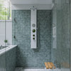 ABSP50W White Glass Shower Panel with 2 Body Sprays and Rain Shower Head
