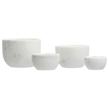 White Marble Bowls, 4-Piece Set
