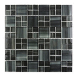 GBM Manufacturing - Handicraft II 12"x12" Glass Magic Mosaic Tile,Lagoon Gray, Single Sheet - Mosaic Tile