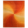 EORC Hand-tufted Wool Orange Contemporary Abstract Swirl Rug, Round 7'9"x7'9""