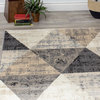 Covington Collection Cream Beige Distressed Triangles Rug, 2'8"x4'3"