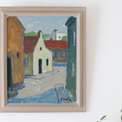 Svan Grandin（スヴァン・グランディン）『hus(家)』油絵（60x50）フレーム付 - 美術品・アート作品