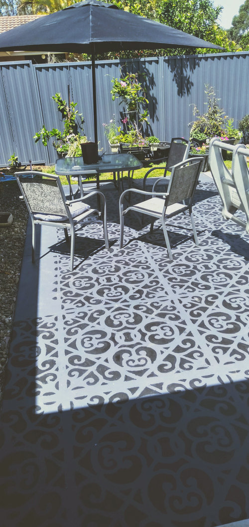 stenciling a area of plain concrete. Houzz AU