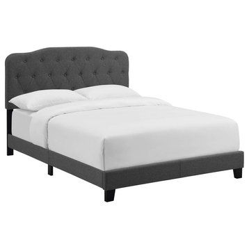 Amelia Full Upholstered Fabric Bed, Gray