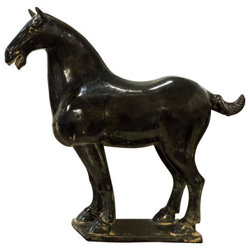 Tang Dynasty Tri-Color Horse Sculpture Replica, Black