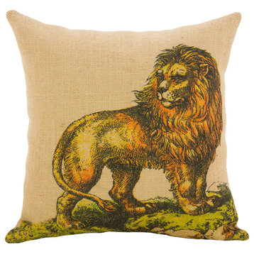 Lion Burlap Pillow