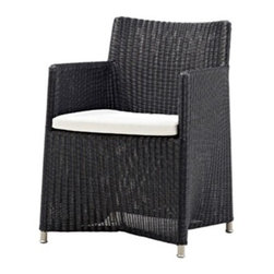 Diamond Dining Chair Weave Graphite Frame with White Tex Cushion - Outdoor Dining Chairs