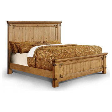 Furniture of America Sesco Wood Queen Panel Bed in Weathered Brown Elm