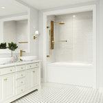 VIGO - VIGO Rialto 34" x 58" Adjustable Frameless Hinged Tub Door, Matte Brushed Gold - The Rialto by VIGO is a beautiful clear glass tub door. Rialto instantly enhances the design and functionality of your bathtub shower. The premium-quality tempered glass is easy to clean and delivers a lifetime of durability, improving your everyday shower experience. Its continuous seal strips along the entire door length prevent water from leaking out of the bath space. VIGO's stainless steel hardware is coated with a 7-layered finish that withstands wear & tear, keeping the metal components pristine for years. The simple instructions allow for an easy DIY-style installation at home.