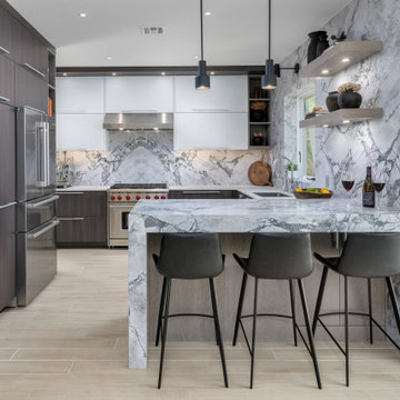 Contemporary Kitchen Remodel with stunning accent walls