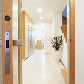Modern interior with rustic oak veneer