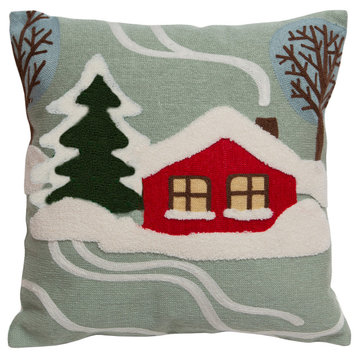 Cabin, the Woods Rustic Cabin Throw Pillow, Insert Included, 18"x18"