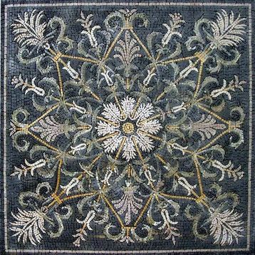 Ornamental Floral Mosaic Square, Hana, 24"x24"
