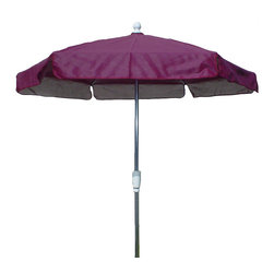 FiberBuilt Umbrellas LLC - 7.5 Ft Hexagon Burgundy Vinyl Garden Umbrella With Bright Aluminium Frame - Outdoor Umbrellas