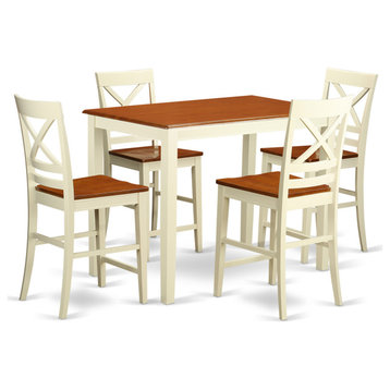 5 Pc Counter Height Table And Chair Set - High Table And 4 Kitchen Chairs