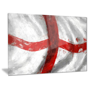 "Flag of England" Contemporary Glossy Metal Wall Art, 28"x12"