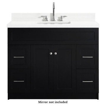 Ariel Hamlet 43" Black Modern Single Sink Vanity Set, No Mirror