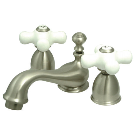 Kingston Brass Mini-Widespread Bathroom Faucet With Brass Pop-Up, Brushed Nickel