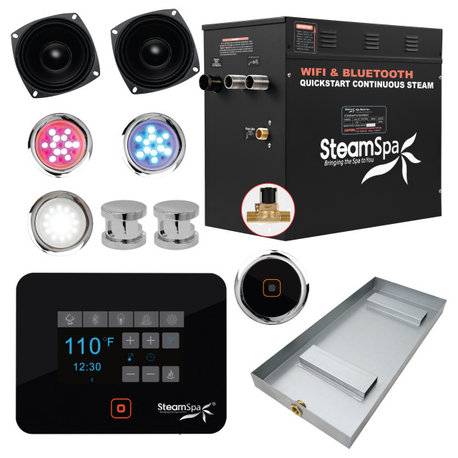 Black Series Wifi/Bluetooth 12kW QuickStart Steam Bath Set, Chrome