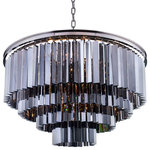 Gatsby Luminaires - Fringe 17-Light Chandelier, Polished Nickel, Smoke, Without LED Bulbs - Bring glamour to your home with this seventeen light stunning pendant chandelier from Glass Fringe collection. Industrial style frame yet delicate and modern glass fringe options this stunning ceiling light will surely update your decor