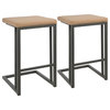 LumiSource Roman Counter Stool With Gray Frame and Camel PU Leather, Set of 2