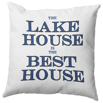Lake House Best House Polyester Indoor Pillow, Nautical Navy, 18"x18"