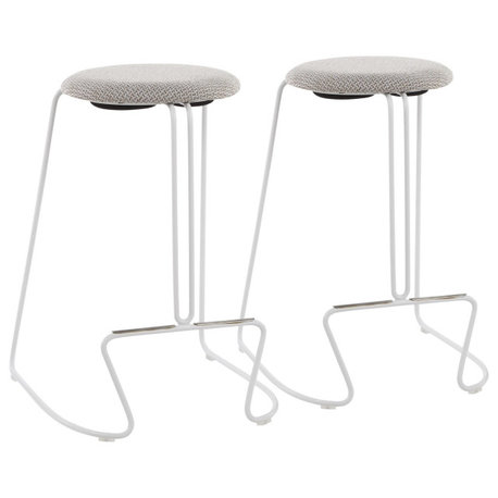 Finn Counter Stools, Set of 2, Light Gray Fabric