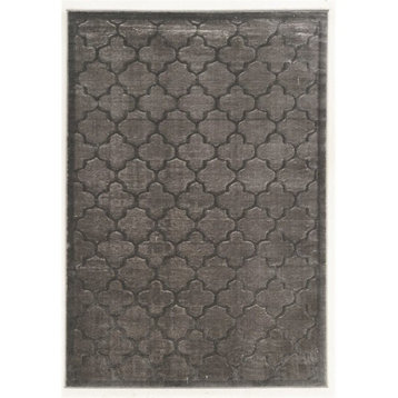 Linon Platinum Trellis Power Loomed Polyester 5'x7'6" Rug in Gray