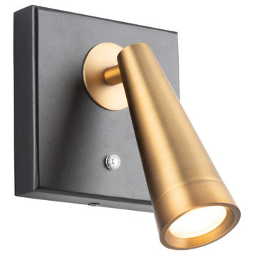 WAC Lighting BL-48007 Arne 1 Light 7" Tall LED Wall Sconce - Black / Aged Brass