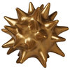 Luxe Antiqued Gold Spiked Ceramic Ball 7" Sea Urchin Decorative Sculpture