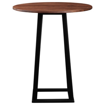 36" Round Solid Wood Bar Height Pub Table in Modern Brown