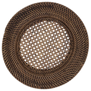 Round Design Rattan Charger Plates, Set of 4 pcs, Brown