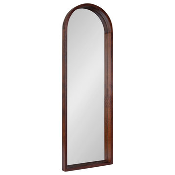 Hutton Wood Framed Arch Mirror, Walnut Brown 16x48