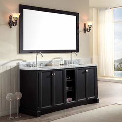 73 inch Contemporary Double Sink Bathroom Vanity Set in Black Finish - Bathroom Vanities And Sink Consoles