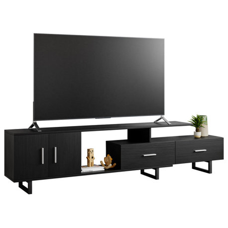 Avery Mid-Century Modern TV Stand with MDF Cabinet and Powder Coated Steel Legs