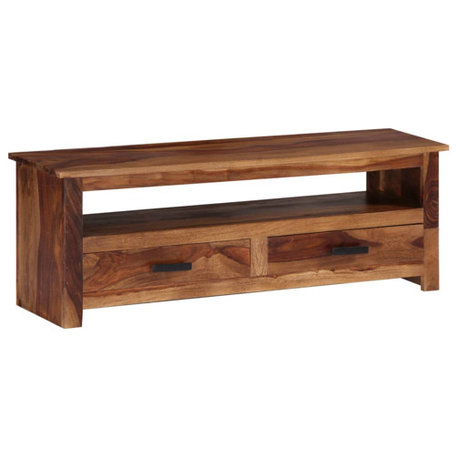 vidaXL TV Cabinet Natural Solid Acacia Wood, Engineered Wood 46.5 in