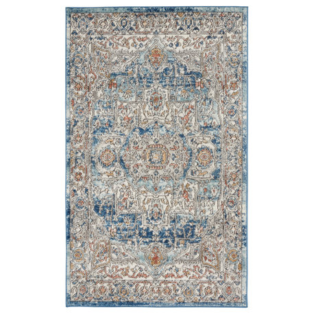 Nourison Quarry 3' x 5' Ivory Blue Vintage Indoor Rug