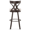 Amisco Washington Swivel Counter and Bar Stool, Cream Faux Leather / Dark Brown Metal, Counter Height