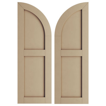 12"Wx50"H Smooth Flat Panel Quarter Round Arch Top Faux Wood Shutters
