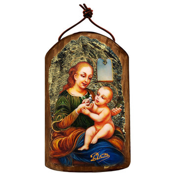 Icon Madonna And Child Wooden Ornament