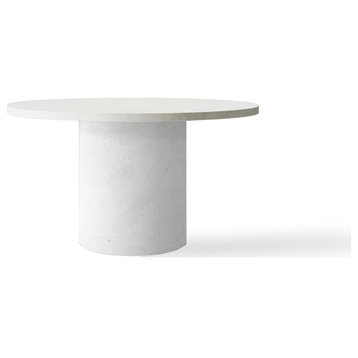 Aura Round Concrete Dining Table, White Linen