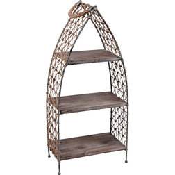 Beach Style Display And Wall Shelves  Rope Wrapped Wire Canoe Shelf Rack, Small