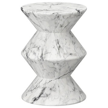 Ada End Table, White Marble Look