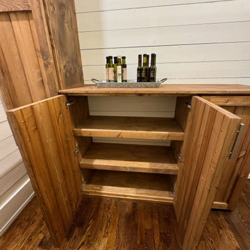 Rustic Laundry Room Storage Cabinets and Entry Door