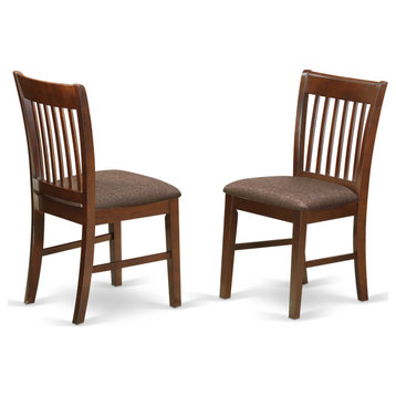 Norfolk Dining Room Chair Fabric Seat -Mahogany Finish- Set Of 2