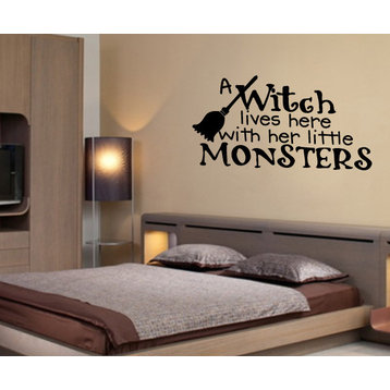 A Witch Lives Vinyl Wall Decal hd130, Purple, 12 in.